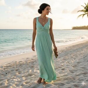 New York & Company Green Space Dye Maxi Dress - Small